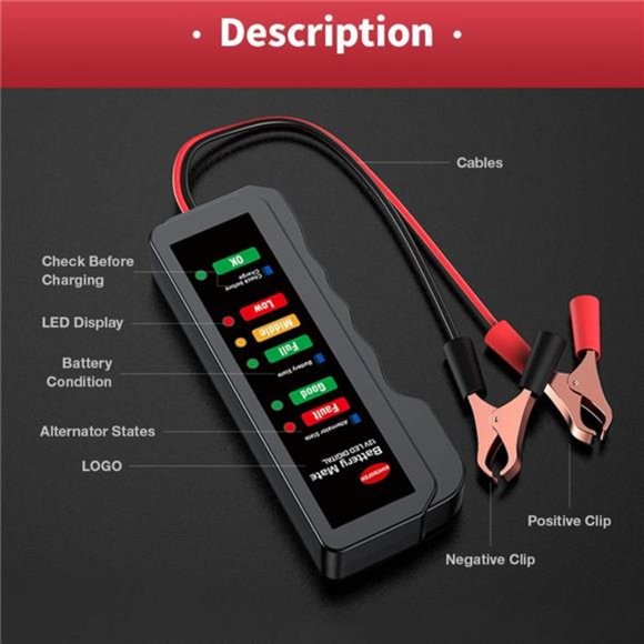 12V car Battery Tester, Alternator Tester Automotive ,Battery Checker, Analyzer - Picture 5 of 7